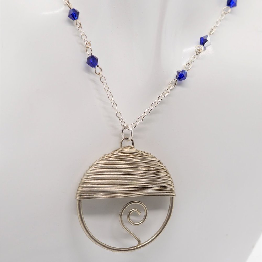 Blue Spiral Wrap Necklace